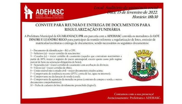 Guaraniaçu – Prefeitura Municipal realiza audiência pública sobre regularização fundiária